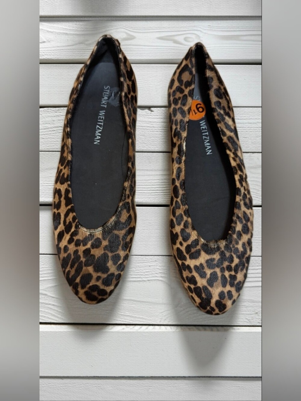 Stuart Weitzman Leopard-Print Ballet Flats in Tan and Black